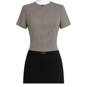 Joseph Ribkoff Y2K Two-Tone Chevron Mini Dress Womens 8 Belted Gold Black Canada